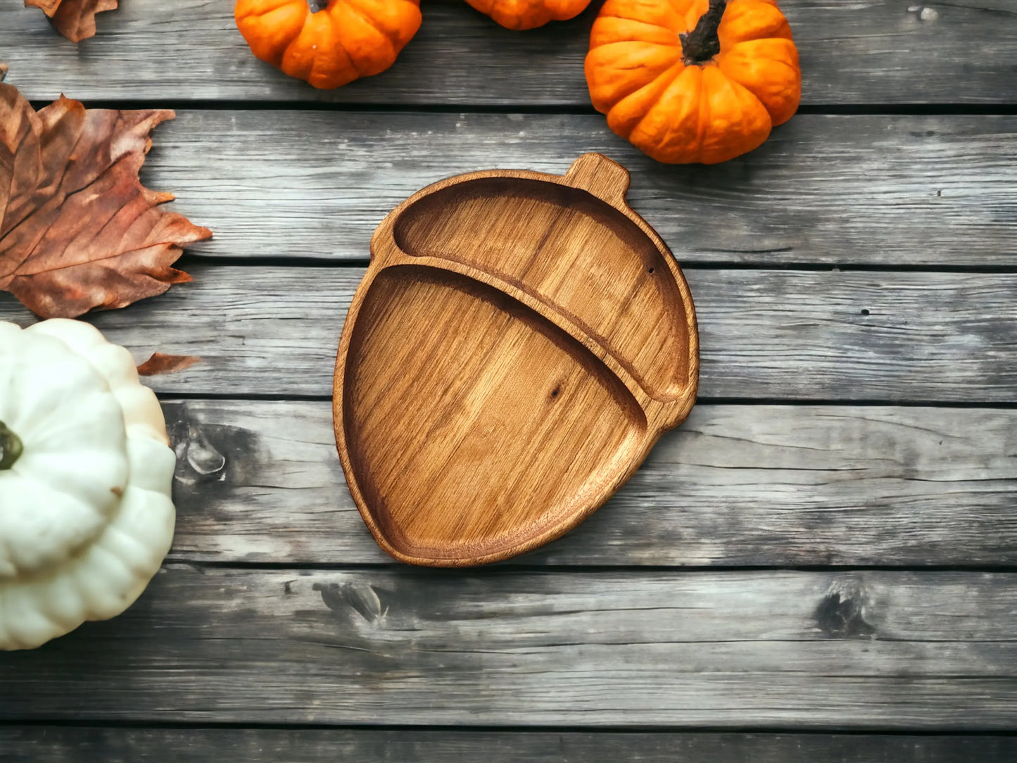 Acorn Snack Dish, Wooden Candy Tray, Fall Decor Luigi's Wood Shop