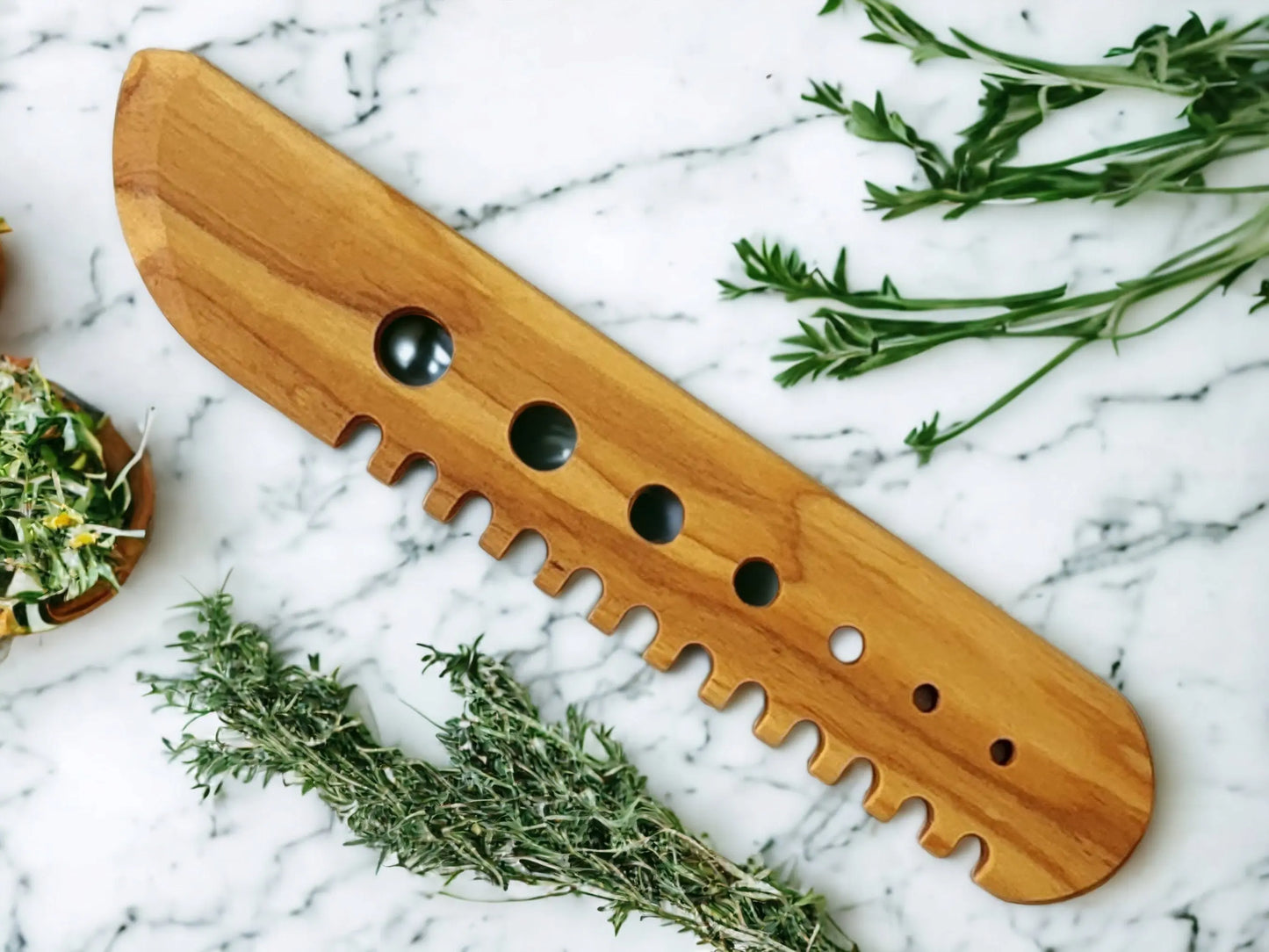 Olive Wood Herb Stripper, Leaf and Herb Knife