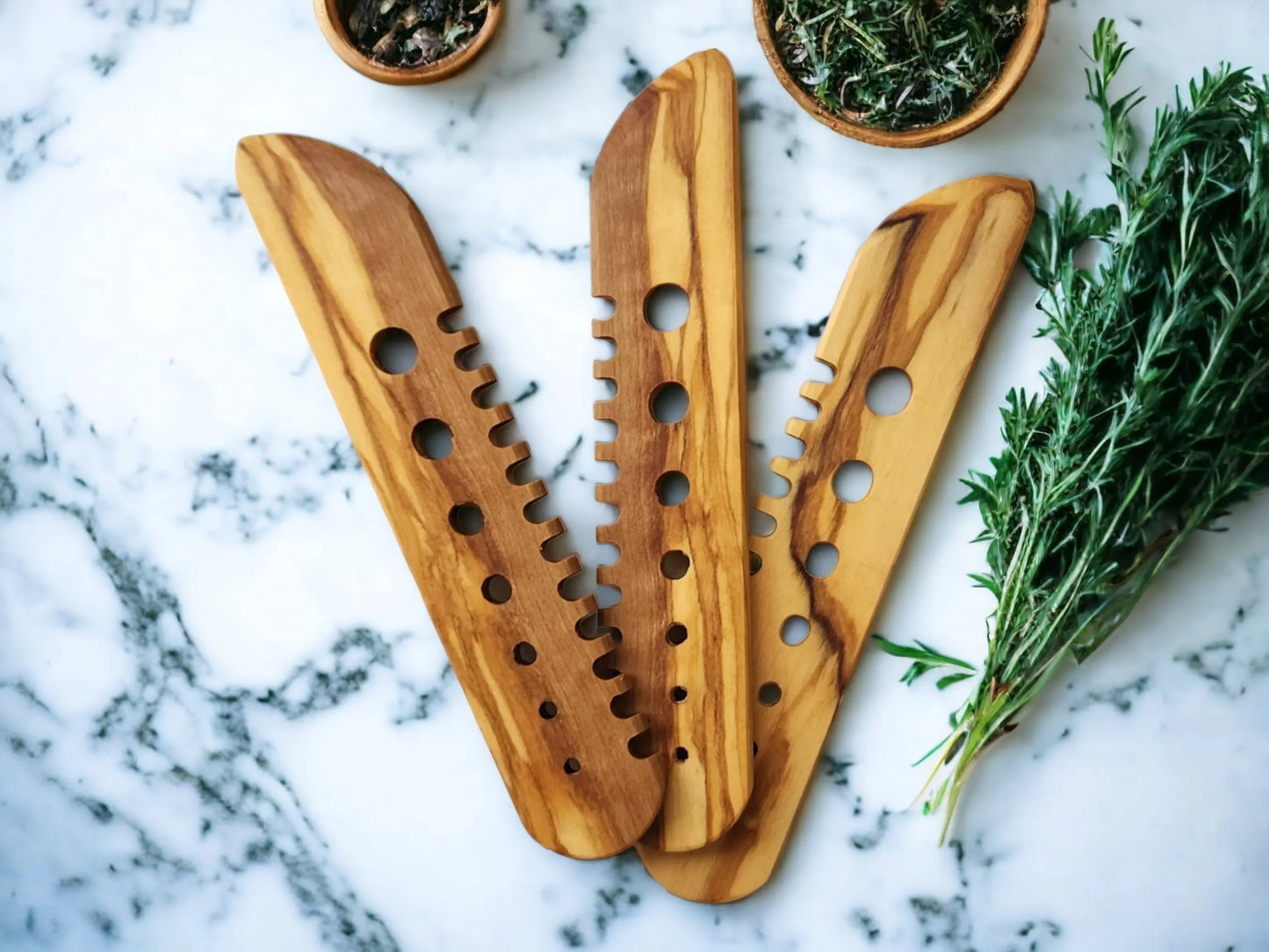 Olive Wood Herb Stripper, Leaf and Herb Knife