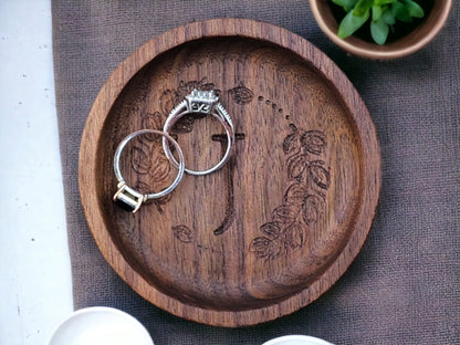 Custom Round Wood Ring Dish -