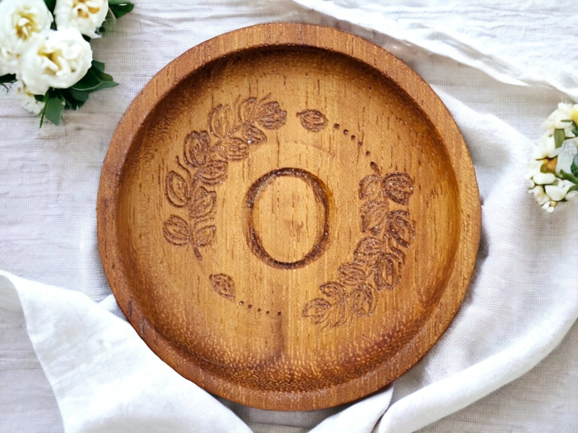 Custom Round Wood Ring Dish -