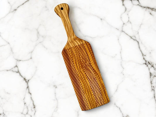 Olive Wood Gnocchi Board, Cavatelli Roller, Pasta Maker Tool, Chevron Pattern, Homemade Pasta Tool, Kitchen Gadget